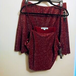 Wallflower Women's Glittery Red Skater Skirt And Top